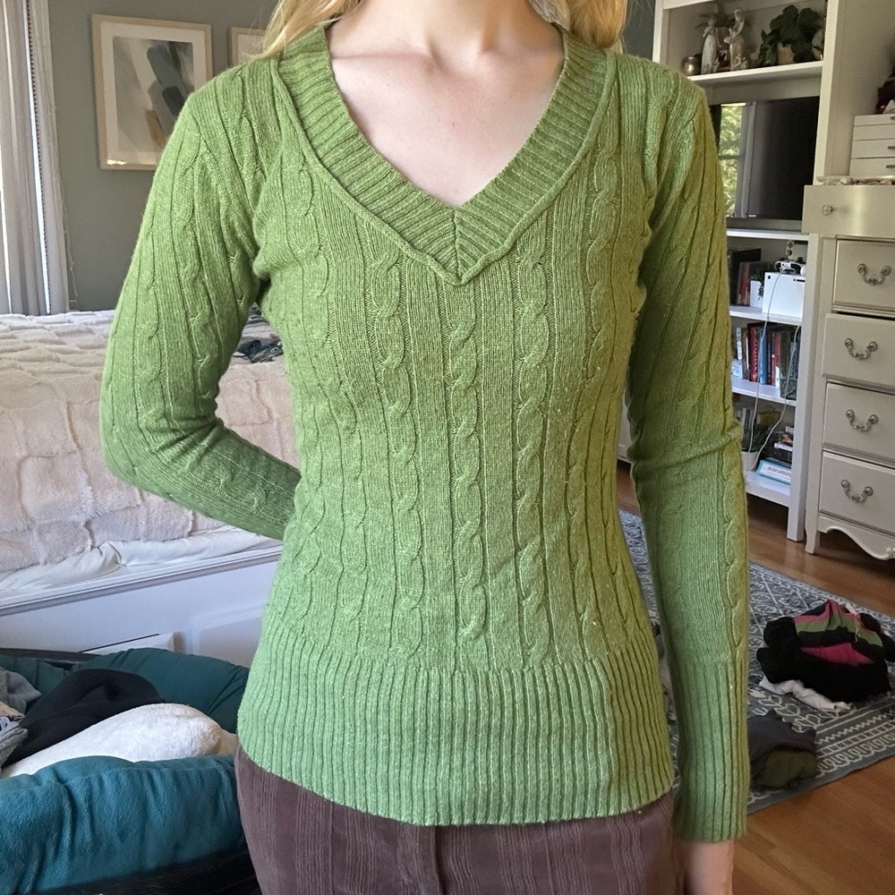 Loft Green V neck Sweater